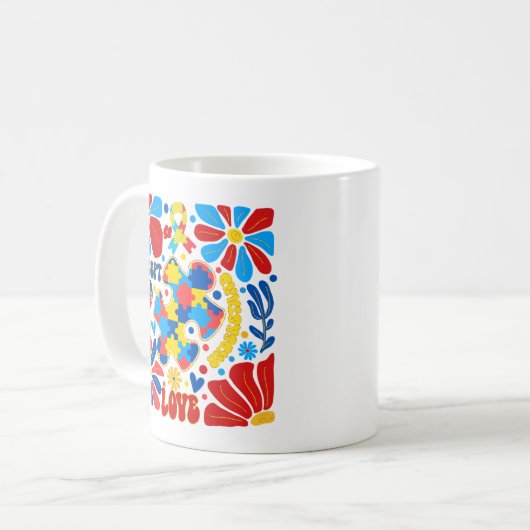 Boho Autismus Bewusstsein Kaffeetasse (Vorderseite Links)