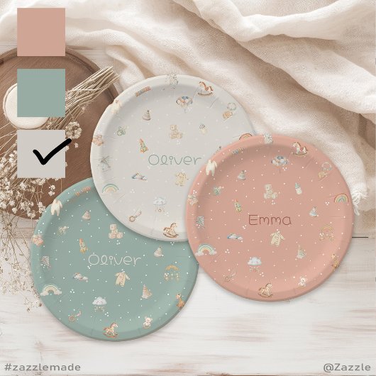 Boho Autumn Babydusche Personalisiert Pappteller