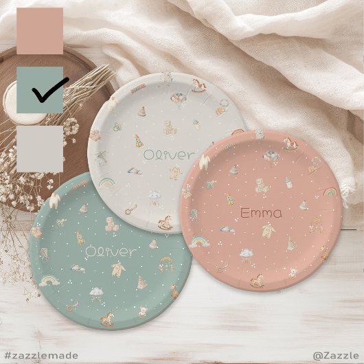 Boho Autumn Babydusche Personalisiert Pappteller