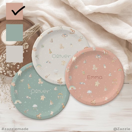 Boho Autumn Babydusche Personalisiert Pappteller