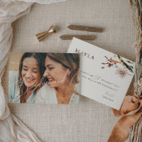 Boho Autumn Beige Foto Bridesmaid Card verblasst