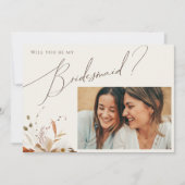 Boho Autumn Beige Foto Bridesmaid Vorschlag Card Einladung (Vorderseite)