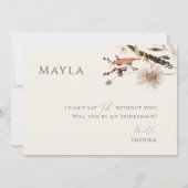 Boho Autumn Beige Foto Bridesmaid Vorschlag Card Einladung (Rückseite)