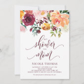 Boho Autumn Blume Garland Script Kinderdusche Einladung (Vorderseite)