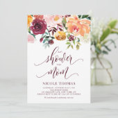 Boho Autumn Blume Garland Script Kinderdusche Einladung (Stehend Vorderseite)