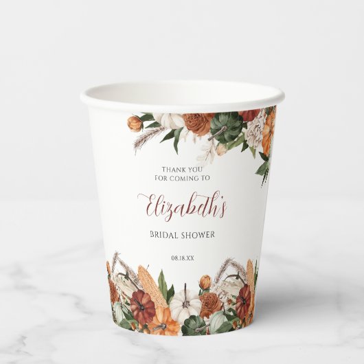 Boho Autumn Brautparty Pappbecher (Rückseite)