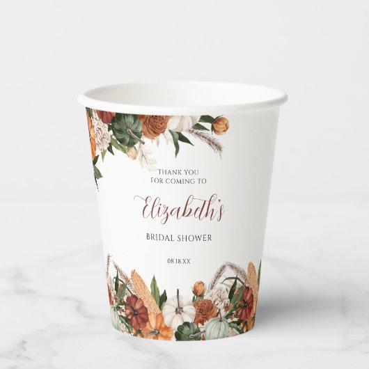 Boho Autumn Brautparty Pappbecher (Vorderseite)