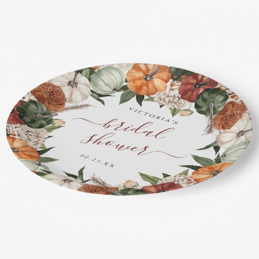 Boho Autumn Brautparty Pappteller (Schrägansicht)