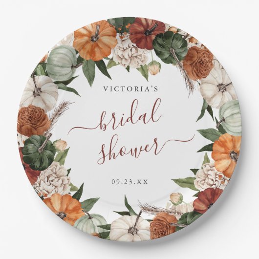 Boho Autumn Brautparty Pappteller (Vorderseite)