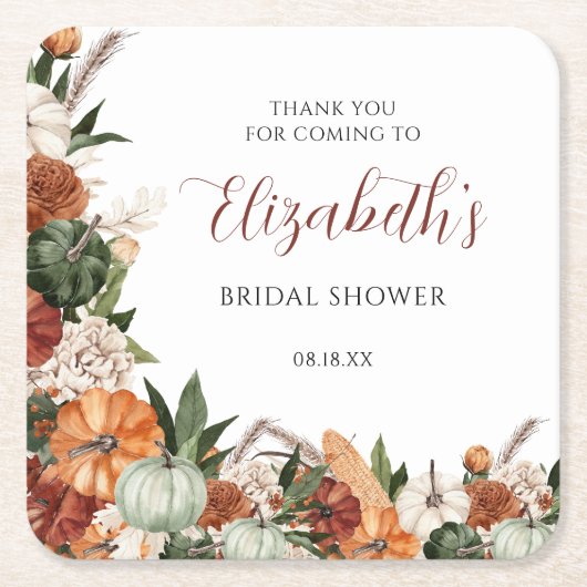 Boho Autumn Brautparty Rechteckiger Pappuntersetzer (Vorderseite)