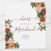 Boho Autumn Brautparty Weinetikett (Einzelnes Label)