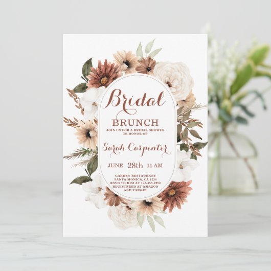 Boho Autumn Bridal Brunch Einladung (Stehend Vorderseite)