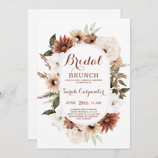 Boho Autumn Bridal Brunch Einladung (Vorne/Hinten)