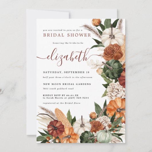 Boho Autumn Bridal Shower Einladung (Vorderseite)