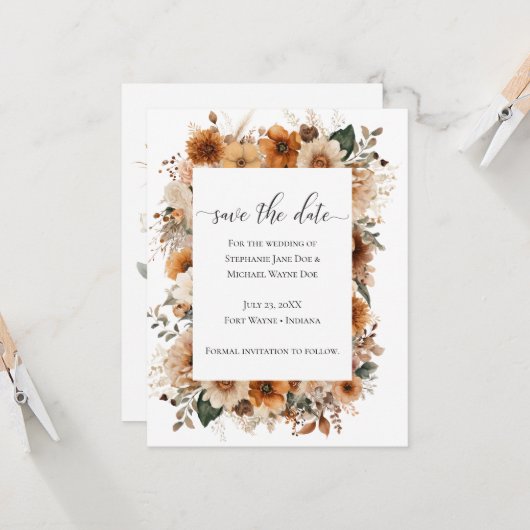 Boho Autumn Dried Flowers | Save the Date (Vorderseite/Rückseite Beispiel)