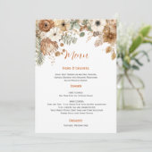 Boho Autumn Dried Flowers Wedding | Menu Einladung (Stehend Vorderseite)