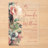 Boho Autumn Fall Floral Wedding Script Typografie Acryleinladungen (Vorderseite)