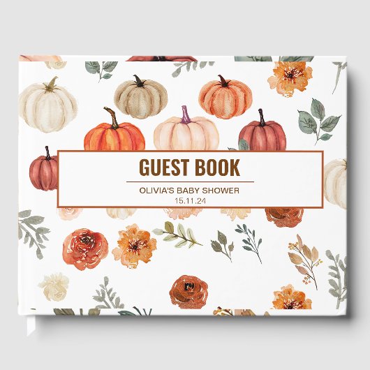 Boho Autumn Fall Pumpkin Pattern Gästebuch (Vorderseite)