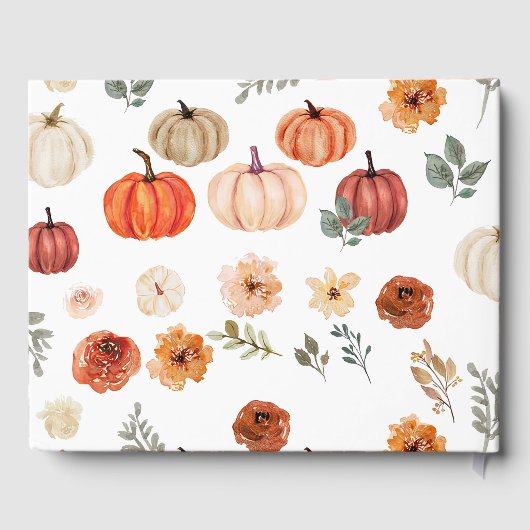 Boho Autumn Fall Pumpkin Pattern Gästebuch (Rückseite)