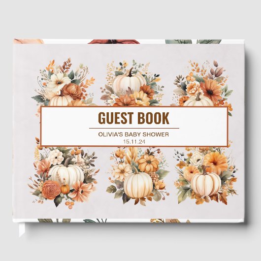 Boho Autumn Fall Pumpkin Pattern Gästebuch (Vorderseite)