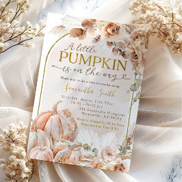 Boho Autumn Fall Wild Pumpkin Floral Baby Shower Einladung