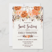 Boho Autumn Floral 16 . Geburtstag Dreamcatcher Ca Einladung (Vorderseite)