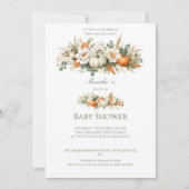 Boho Autumn Floral Arrangement Baby Shower Einladung (Vorderseite)