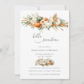 Boho Autumn Floral Arrangement Birthday Einladung (Vorderseite)