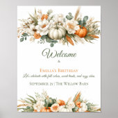 Boho Autumn Floral Arrangement Birthday Welcome Poster (Vorne)