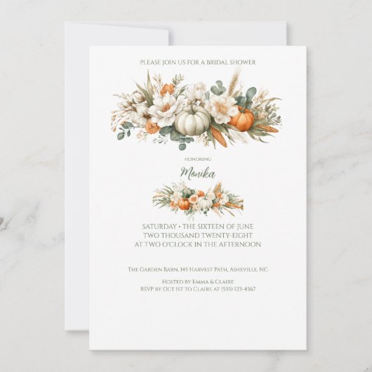 Boho Autumn Floral Arrangement Brautparty Einladung (Vorderseite)