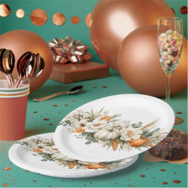 Boho Autumn Floral Arrangement Paper Plate Pappteller
