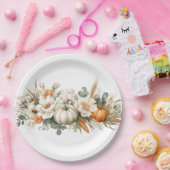 Boho Autumn Floral Arrangement Paper Plate Pappteller (Party)