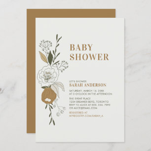 Boho Autumn Floral Baby Shower Einladung