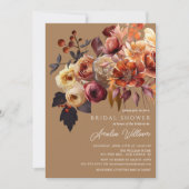 Boho Autumn Floral Brautparty Einladung (Vorderseite)