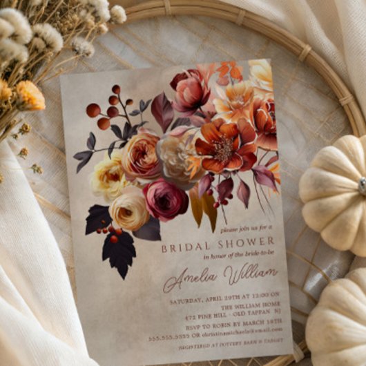 Boho Autumn Floral Brautparty Einladung