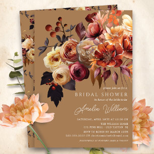 Boho Autumn Floral Brautparty Einladung