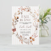 Boho Autumn Floral Brautparty Einladung (Stehend Vorderseite)