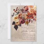 Boho Autumn Floral Brautparty Einladung (Vorderseite)