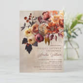 Boho Autumn Floral Brautparty Einladung (Stehend Vorderseite)