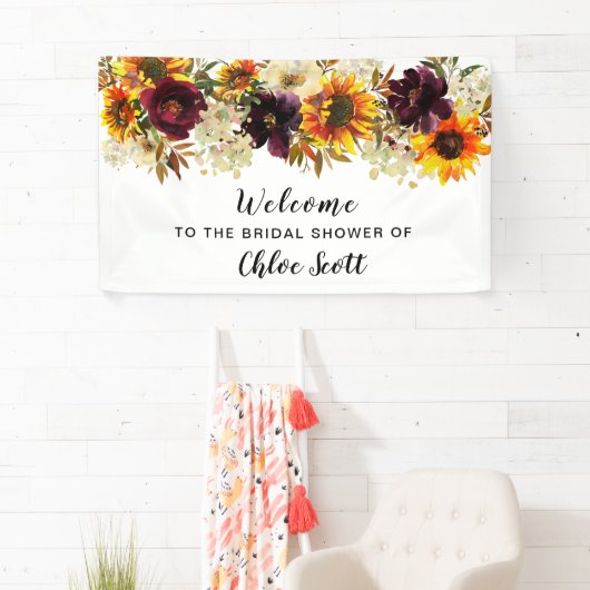 Boho Autumn Floral Brautparty Willkommen Banner (Insitu)