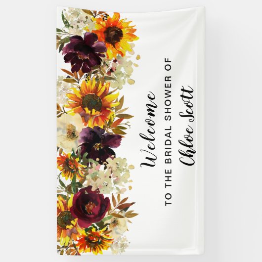 Boho Autumn Floral Brautparty Willkommen Banner (Vertikal)