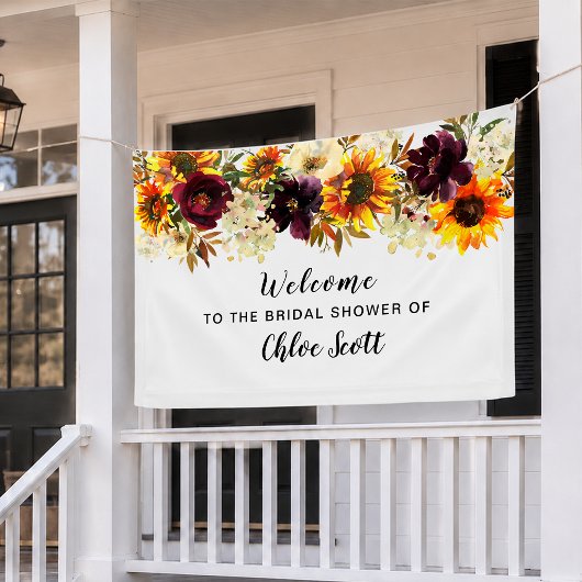 Boho Autumn Floral Brautparty Willkommen Banner