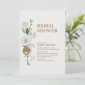 Boho Autumn Floral Bridal Polterabend Einladung (Stehend Vorderseite)