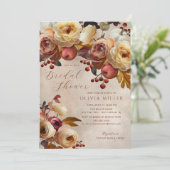 Boho Autumn Floral Bridal Shower Einladung (Stehend Vorderseite)
