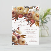 Boho Autumn Floral Bridal Shower  Einladung (Stehend Vorderseite)