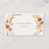 Boho Autumn Floral Business Card Visitenkarte (Vorderseite)