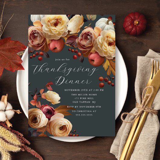 Boho Autumn Floral Erntedank Einladung