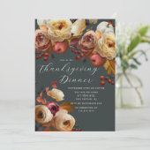 Boho Autumn Floral Erntedank Einladung (Stehend Vorderseite)