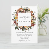 Boho Autumn Floral Frame Wedding Einladung (Stehend Vorderseite)