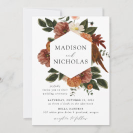 Boho Autumn Floral Frame Wedding Einladung